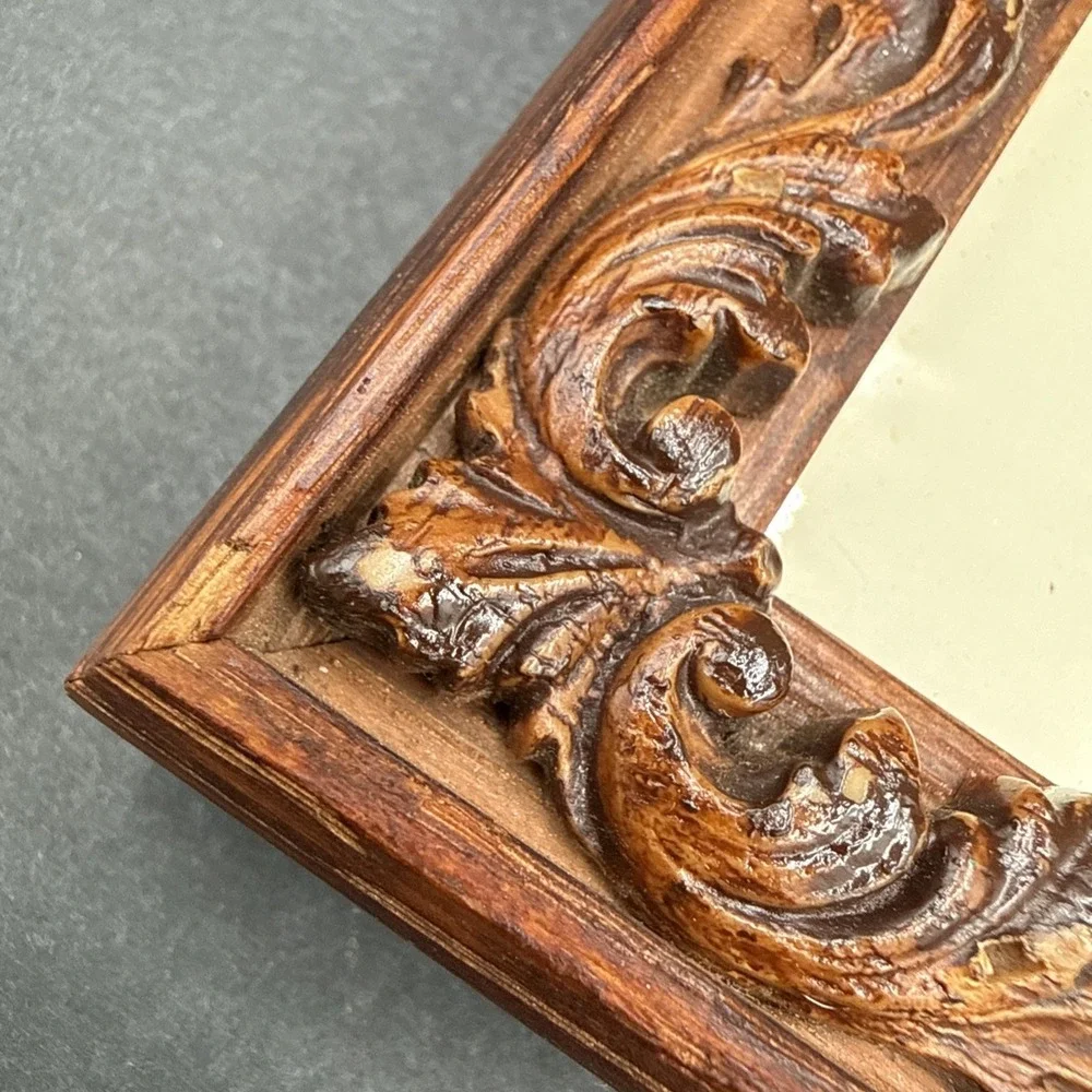 Vtg Ornate Rectangle Wood 8x10‎ Picture Frame with Intricate Floral Carving